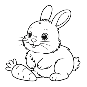 Disegno di Coniglio Baby con Carota da Colorare