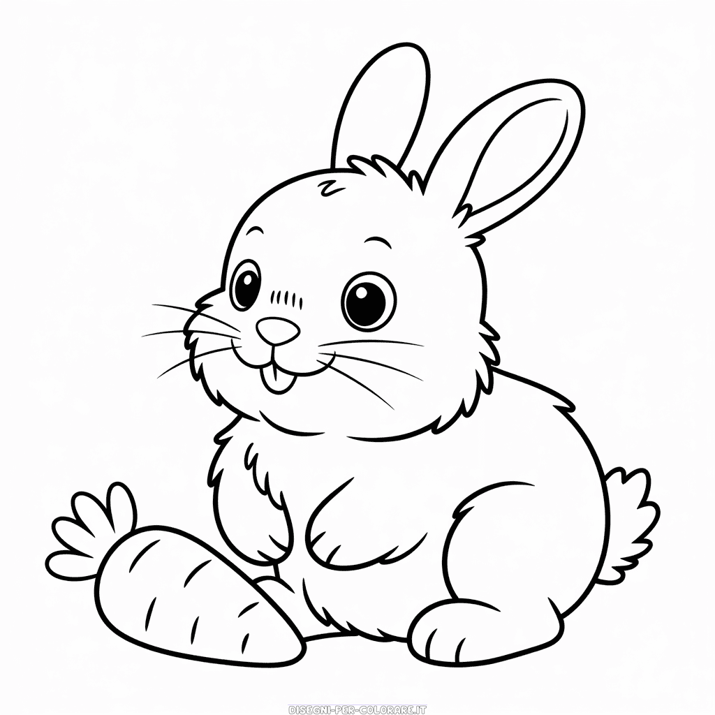 Disegno di Coniglio Baby con Carota da Colorare