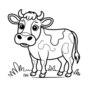 Disegno di Contorno di Mucca da Colorare