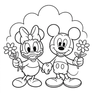 Disegno di Daisy e Topolino da Colorare