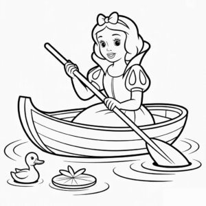 Disegno di Disney Biancaneve in Barca da Colorare