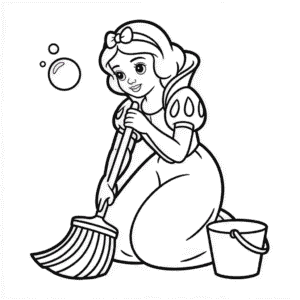 Disegno di Disney Biancaneve Pulizia da Colorare