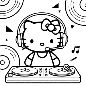 Disegno di DJ Hello Kitty da Colorare