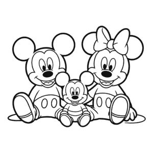 Disegno di Famiglia di Topolino da Colorare