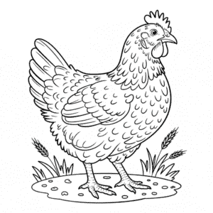 Disegno di Gallina Dettagliata da Colorare