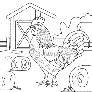 Disegno di Gallo Realistico da Colorare