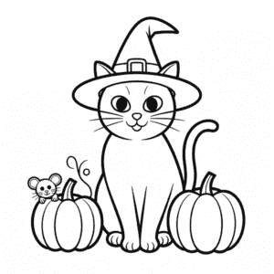 Disegno di Gatto di Halloween per Adulti da Colorare