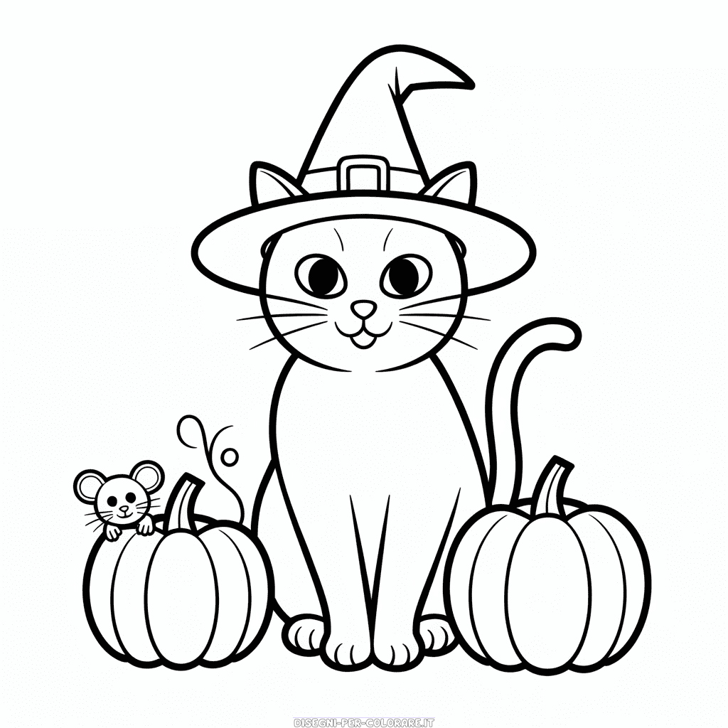 Disegno di Gatto di Halloween per Adulti da Colorare