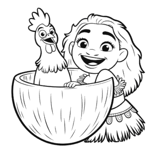 Disegno di Hei Hei e Vaiana da Colorare