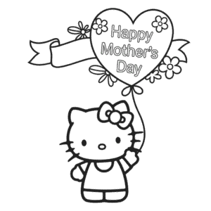 Disegno di Hello Kitty Buona Festa della Mamma da Colorare