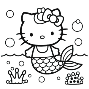 Disegno di Hello Kitty Sirena da Colorare