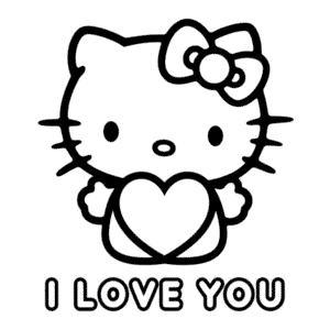 Disegno di Hello Kitty Ti Amo da Colorare