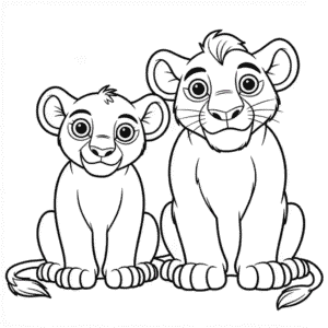 Disegno di Kiara e Kovu Il Re Leone da Colorare