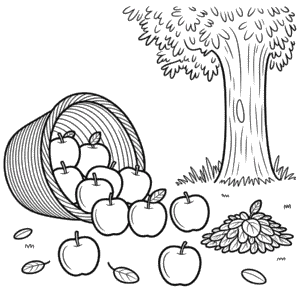 Disegno di Mela Autunnale da Colorare