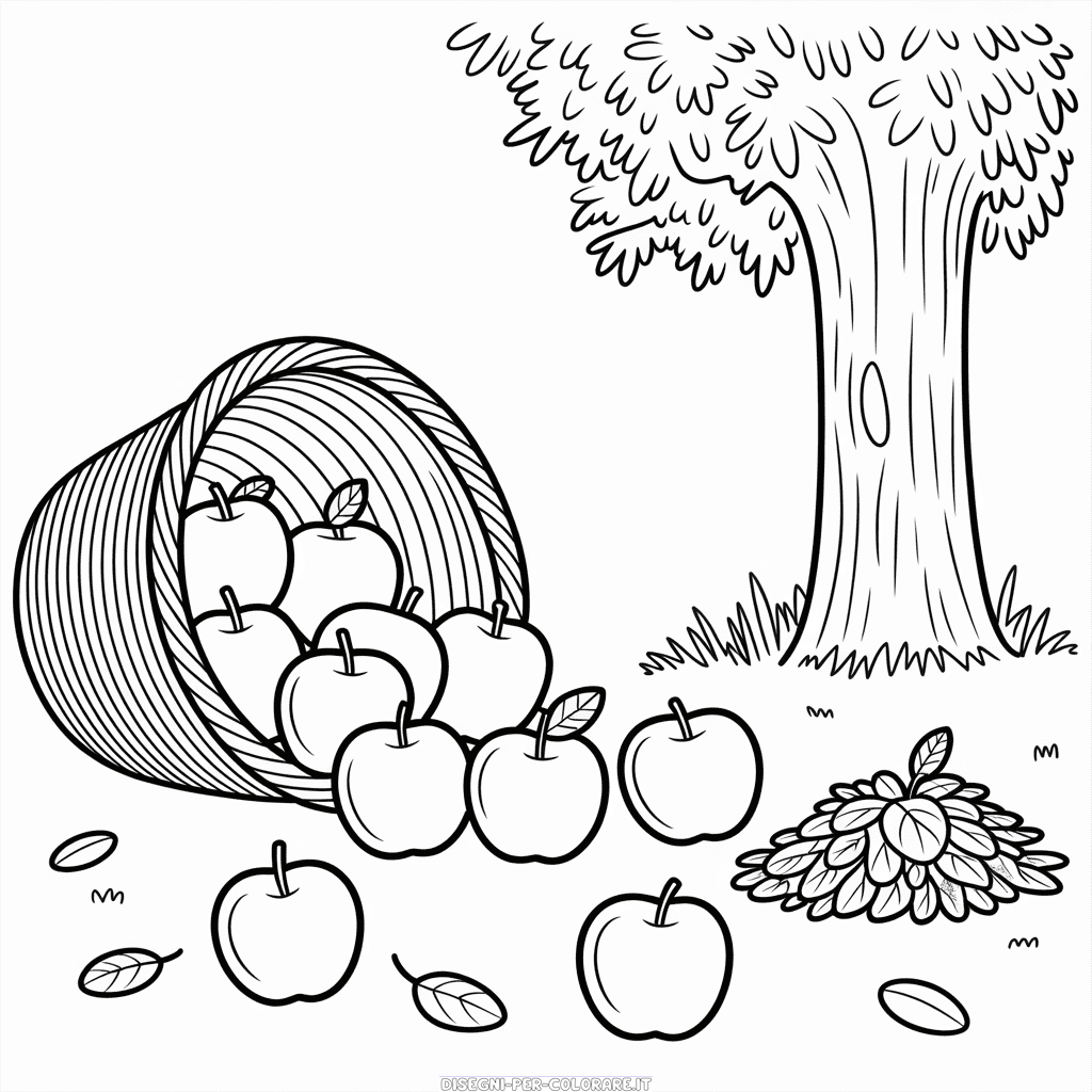 Disegno di Mela Autunnale da Colorare