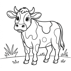 Disegno di Mucca Bianca e Nera da Colorare