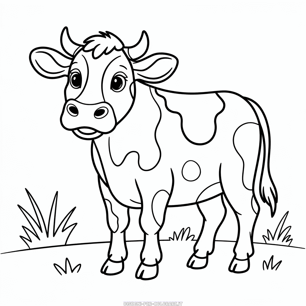 Disegno di Mucca Bianca e Nera da Colorare