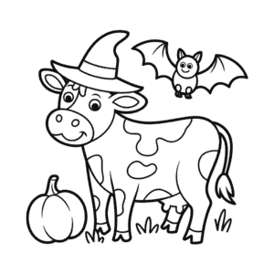 Disegno di Mucca di Halloween da Colorare