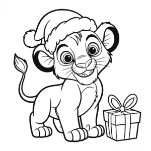 Disegno di Natale con Il Re Leone da Colorare