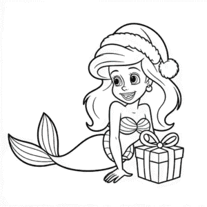 Disegno di Natale di Ariel da Colorare