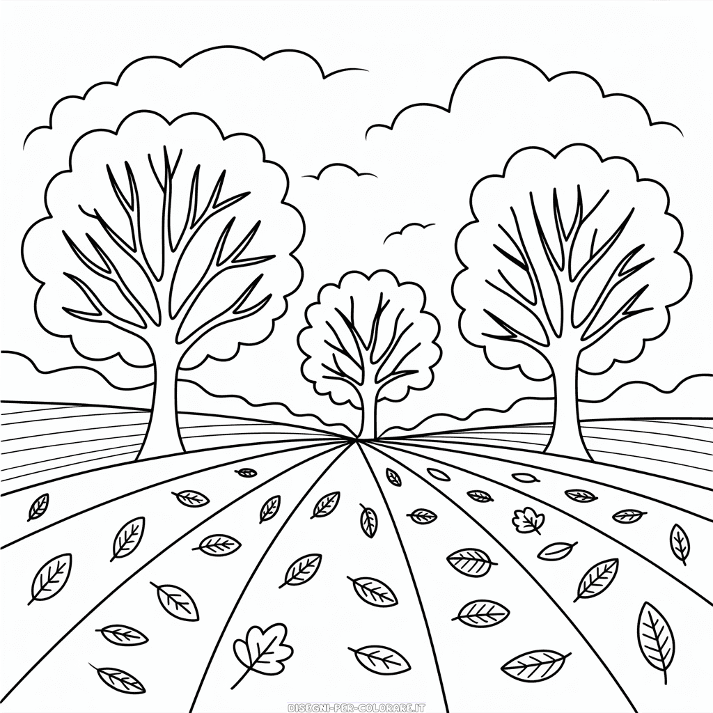 Disegno di Paesaggio Autunnale da Colorare