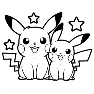 Disegno di Pichu e Pikachu da Colorare