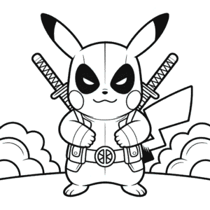 Disegno di Pikachu Deadpool da Colorare