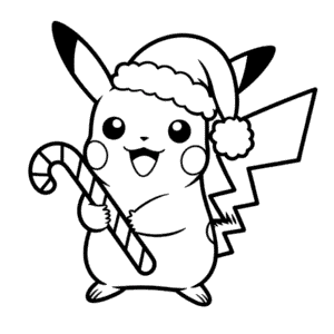 Disegno di Pikachu di Natale da Colorare