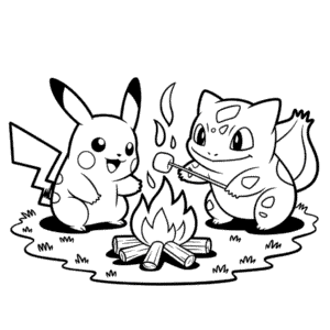 Disegno di Pokémon Pikachu e Amici da Colorare