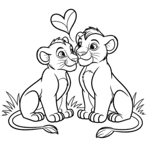 Disegno di Simba e Nala da Colorare