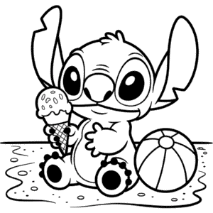 Disegno di Stitch che Mangia il Gelato da Colorare