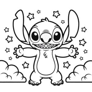 Disegno di Stitch in Bianco e Nero da Colorare