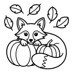 Disegno di Volpe in Autunno da Colorare