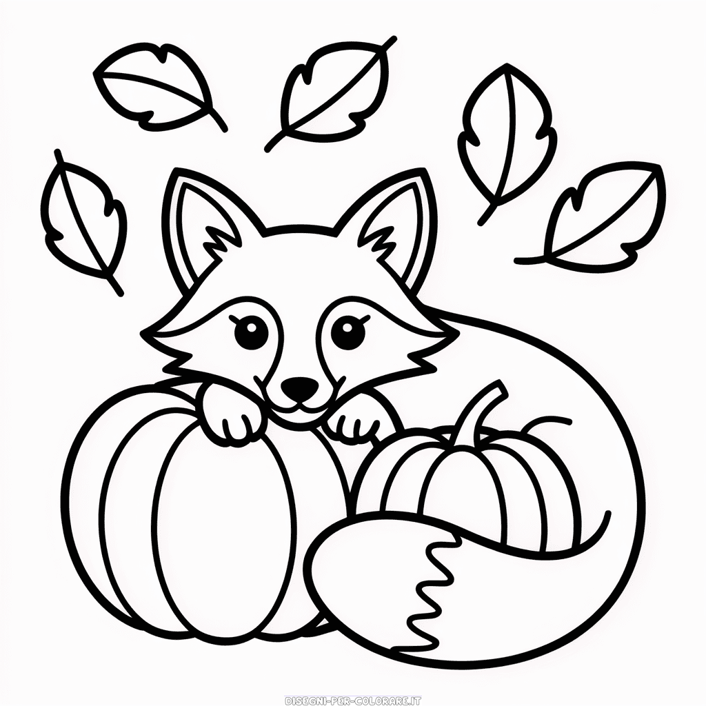 Disegno di Volpe in Autunno da Colorare