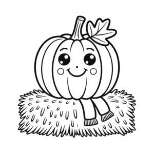 Disegno di Zucca Carina d'Autunno da Colorare