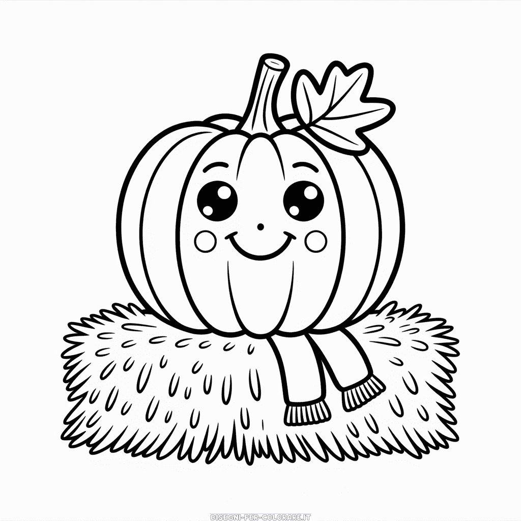 Disegno di Zucca Carina d'Autunno da Colorare