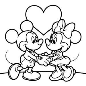 Disegno di Adorabili Topolino e Minnie da Colorare