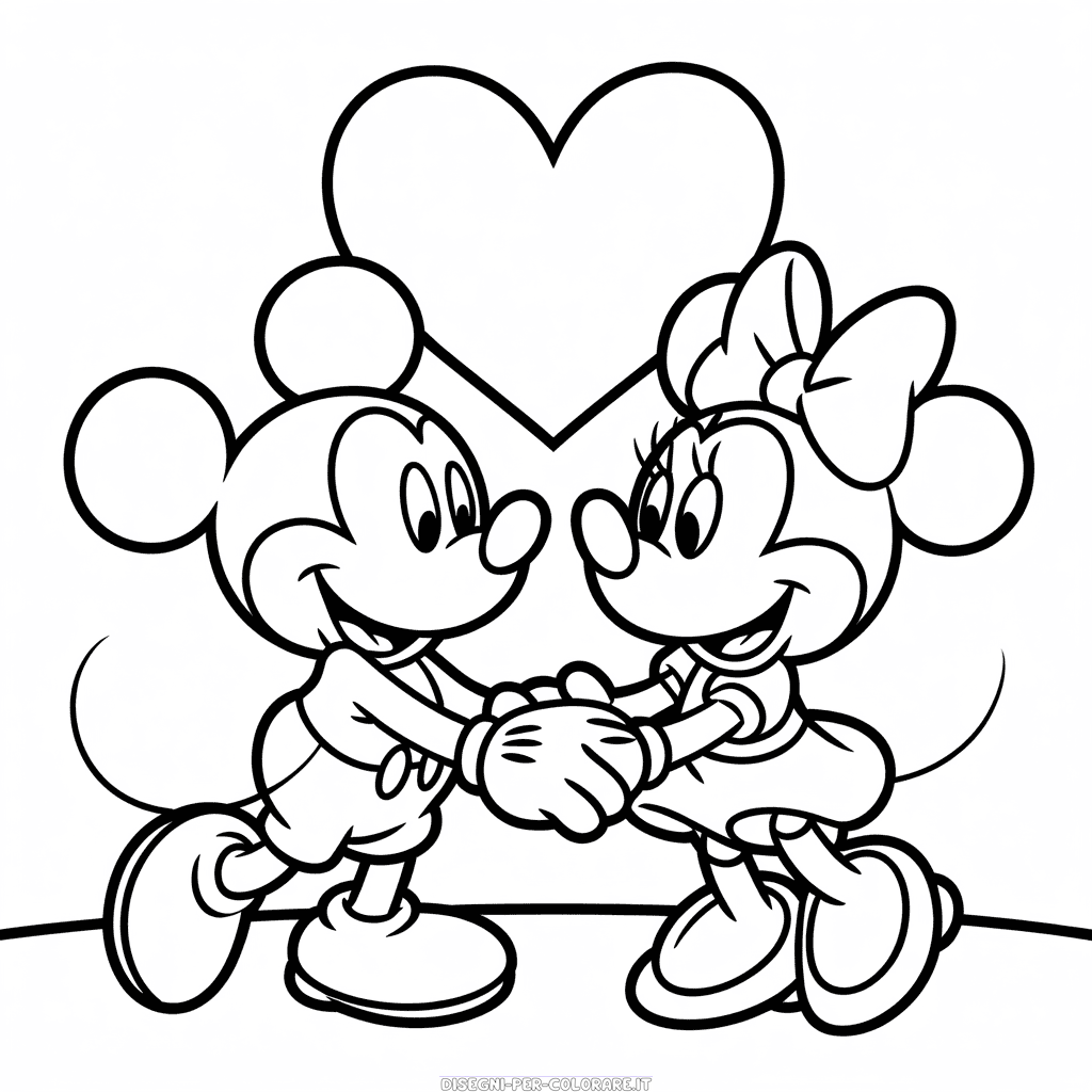 Disegno di Adorabili Topolino e Minnie da Colorare