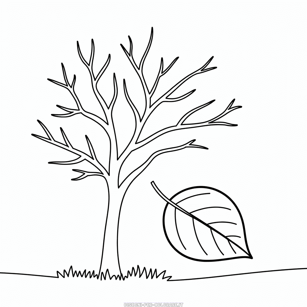 Disegno di Albero Autunnale Spoglio da Colorare