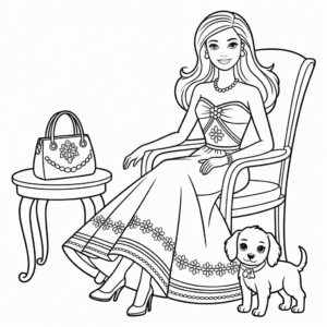 Disegno di Barbie Elegante da Colorare