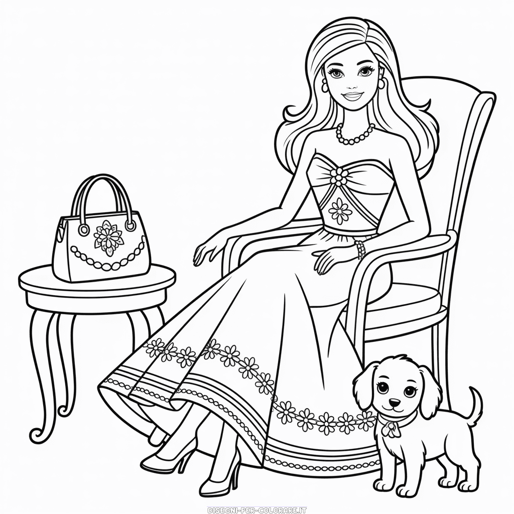 Disegno di Barbie Elegante da Colorare