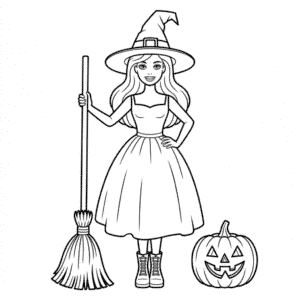 Disegno di Barbie Halloween da Colorare