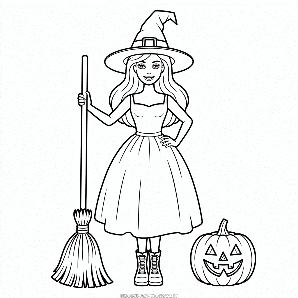 Disegno di Barbie Halloween da Colorare