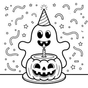 Disegno di Buon Compleanno Halloween da Colorare