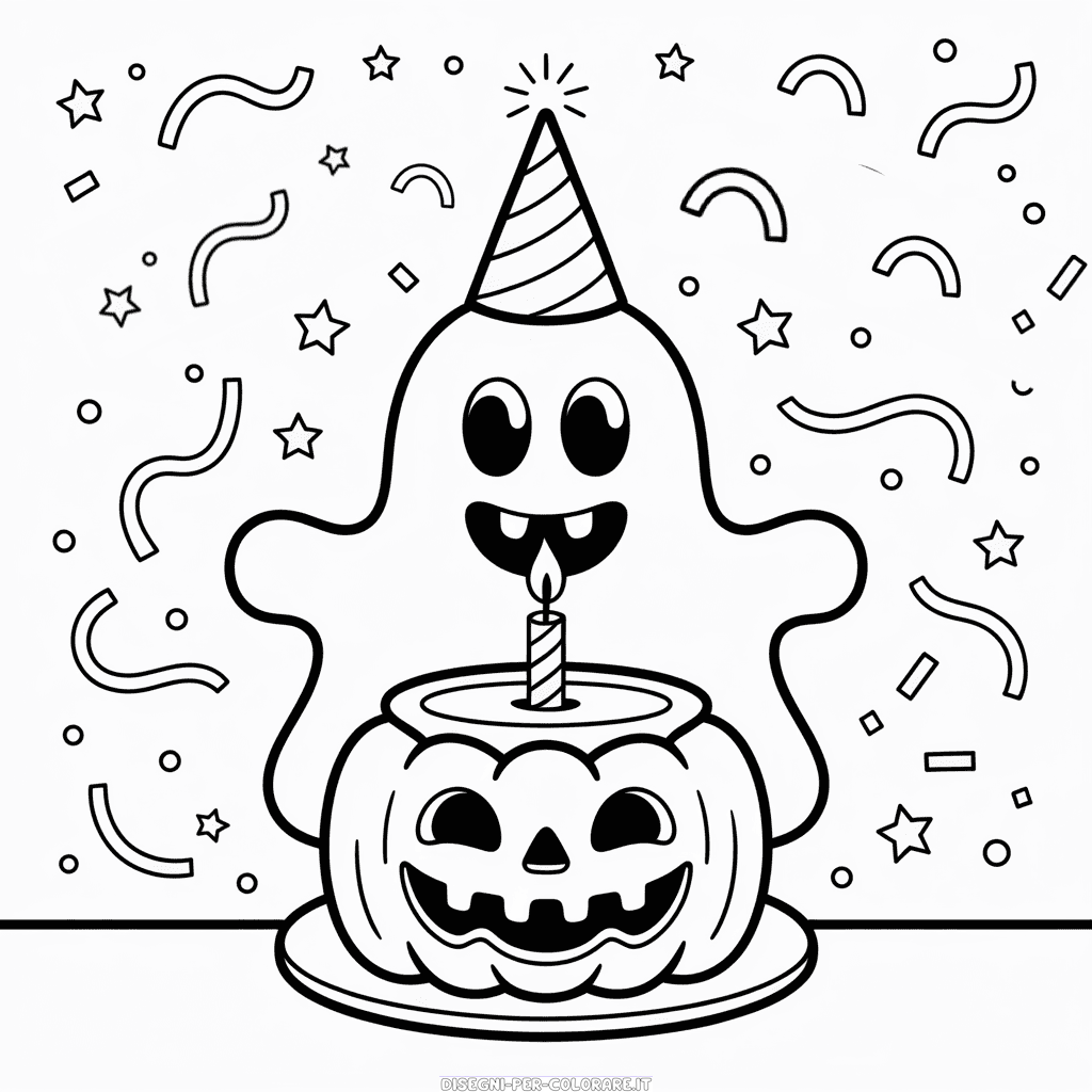 Disegno di Buon Compleanno Halloween da Colorare