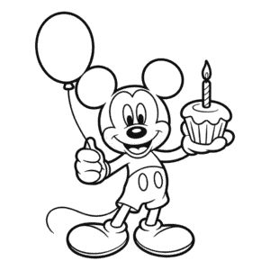 Disegno di Buon Compleanno Topolino da Colorare