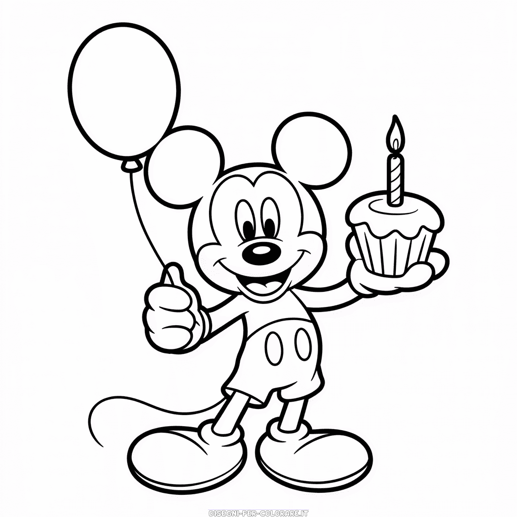 Disegno di Buon Compleanno Topolino da Colorare