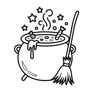 Disegno di Calderone di Halloween da Colorare