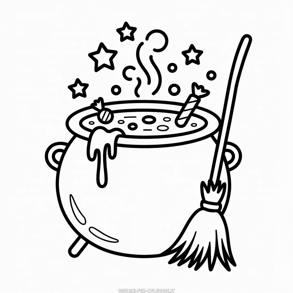 Disegno di Calderone di Halloween da Colorare
