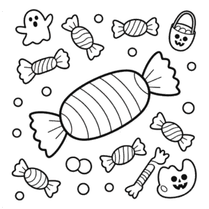Disegno di Caramelle di Halloween da Colorare